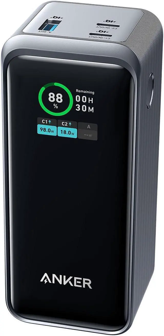 Alt view image 8 of 8 - Anker Prime Power Bank, 20,000mAh Portable Charger with 200W Output, Smart Digital Display, 2 USB-C and 1 USB-A Port Compatible with iPhone 14/13 Series, Samsung, MacBook, Dell, and More