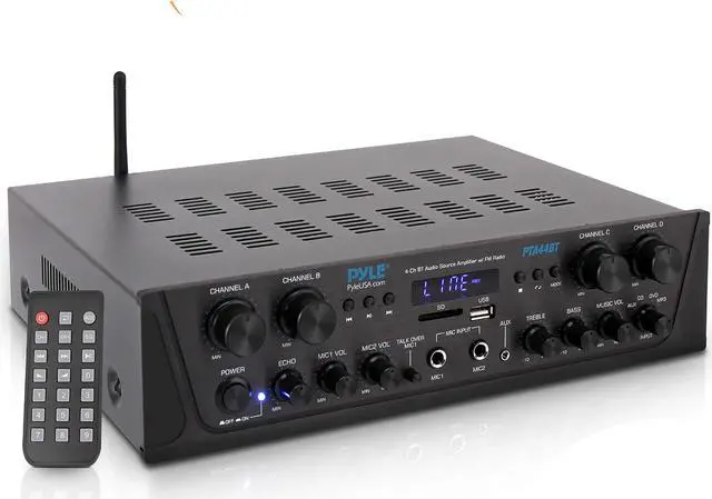 Alt view image 6 of 6 - Pyle PTA44BT.5 Bluetooth Home Audio 500 Watt 4 Channel Amplifier Stereo Receiver