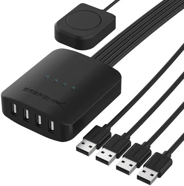 Main image of USB 2.0 Sharing Switch up to 4 Computers and Peripherals LED Device Indicators (USB-USS4)