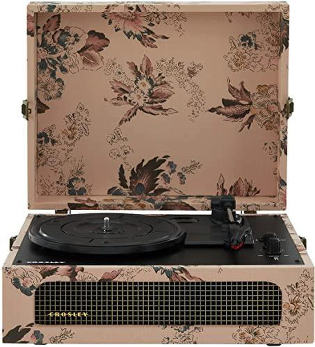 Main image of Crosley Cr8017B-Fl Voyager Vintage Portable Vinyl Record Player Turntable With Bluetooth In/Out And Built-In Speakers, Floral