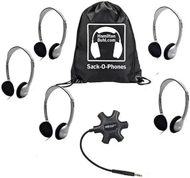 Alt view image 3 of 3 - Galaxy Sack-O-Phones - 5 - HA2 Headphones with 1 Star Fish Jackbox, JBPSF, in carry bag