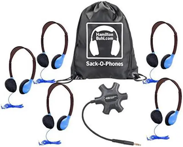 Alt view image 2 of 2 - Galaxy Sack-O-Phones - 5 - HA2 in Blue Headphones with 1 Star Fish Jackbox, JBPSF,  in carry bag