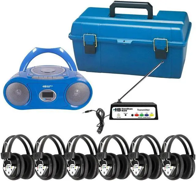 Alt view image 2 of 2 - HamiltonBuhl Wireless 6 Person Listening Center with Bluetooth, CD/Cassette/FM Boombox