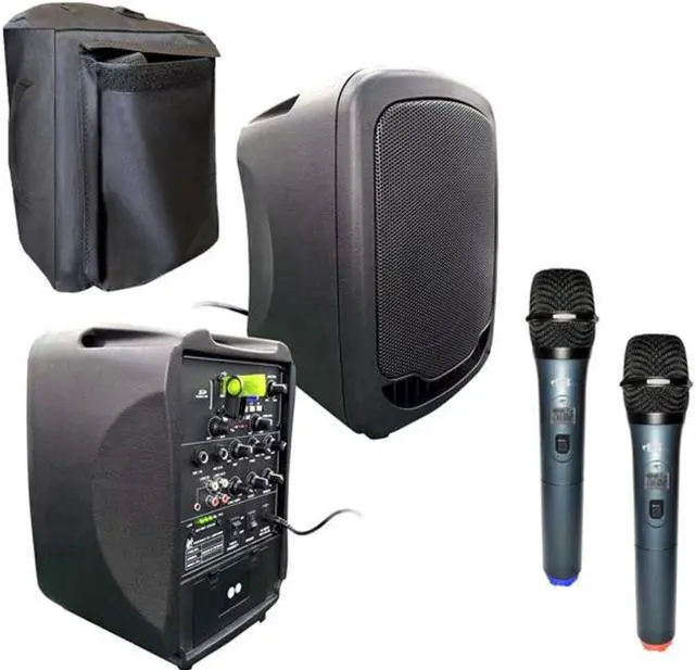 Alt view image 2 of 2 - HamiltonBuhl High Quality Compact PA System - Bluetooth, USB, SD Card Ports, Wireless Handheld Microphones and Canvas Cover