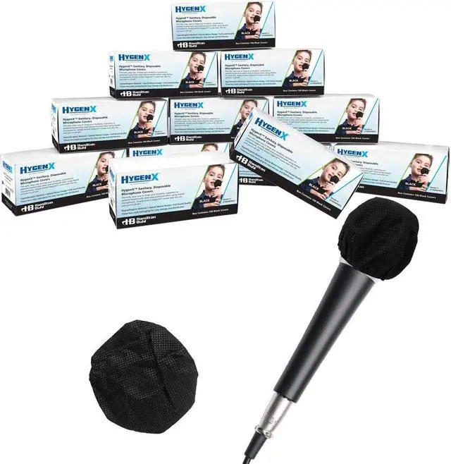 Alt view image 4 of 4 - HamiltonBuhl X19MMPBKC HygenX Sanitary Disposable Microphone Covers -, Master Carton 12 Boxes of 100, Black