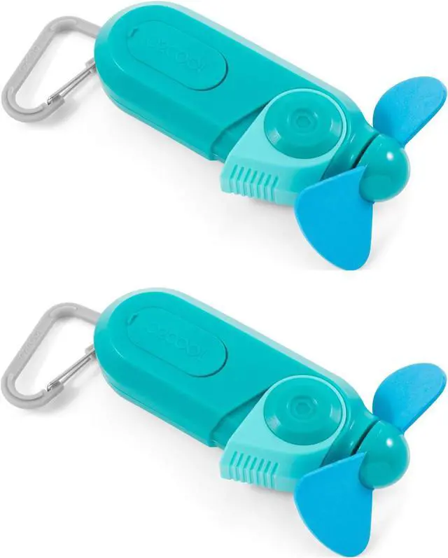 Main image of Keychain Sport Misting Fan - Pocket Size Battery Powered Portable Handheld Fan With Carabiner Clip and Mister 2 Pack (Teal)