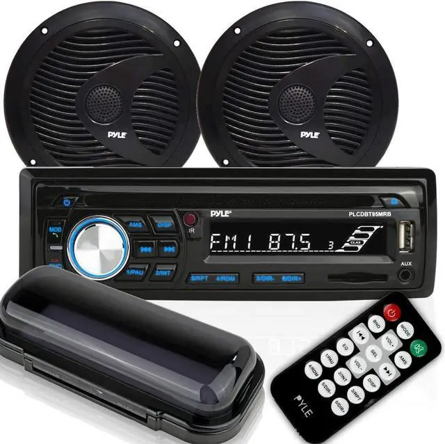 Alt view image 10 of 10 - marine stereo receiver speaker kit  indash lcd digital console builtin bluetooth & microphone 6.5 waterproof speakers 2 w/ mp3/usb/sd/aux/fm radio reader & remote control  pyle plcdbt75mrb