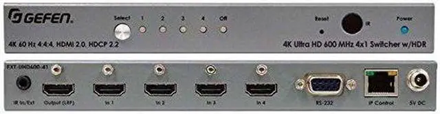 Alt view image 9 of 9 - Gefen EXT-UHD600-41 4K Ultra Hd 600 Mhz 4X1 Switch