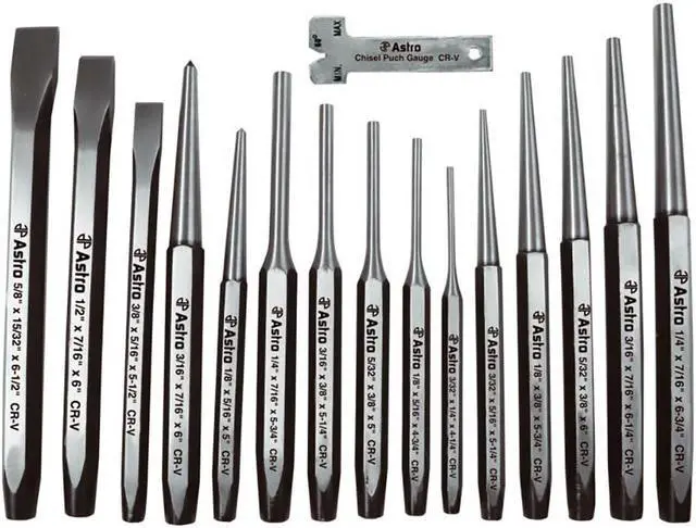 Alt view image 12 of 12 - ASTRO PNEUMATIC 1600 Punch/Chisel Set,16 pcs., Punching, CR-V