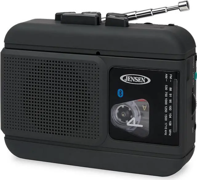 Main image of JENSEN MCR-60 MCR-60 Portable Personal Cassette Player/Recorder with AM/FM Radio, Bluetooth, and Earbuds, Black