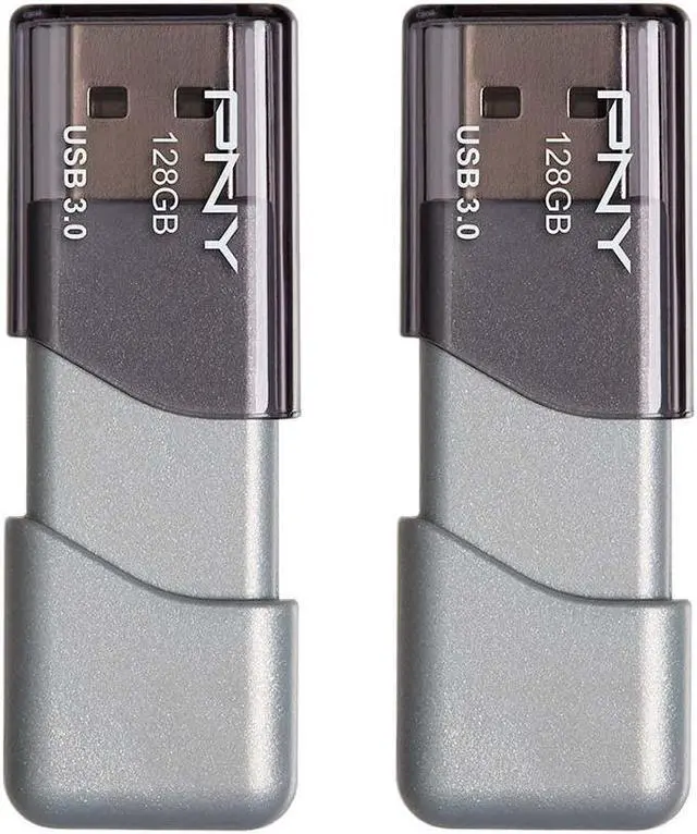 Main image of 128GB Turbo Attaché 3 USB 3.0 Flash Drive, Silver (Pack of 2)