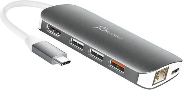 Alt view image 20 of 20 - j5create USB-C Multi Adapter-HDMI / Ethernet / USB 3.1 / PD 3.0 / Memory Card Reader / Writer