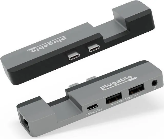 Alt view image 8 of 8 - Plugable 5-in-1 USB C Hub Multiport Adapter for MacBook Pro 14/16 Inch and Macbook Air M2, Supports Magsafe Charger (40Gbps with 100W USB-C Pass-through, Gigabit Ethernet, 2x USB Ports, Audio)