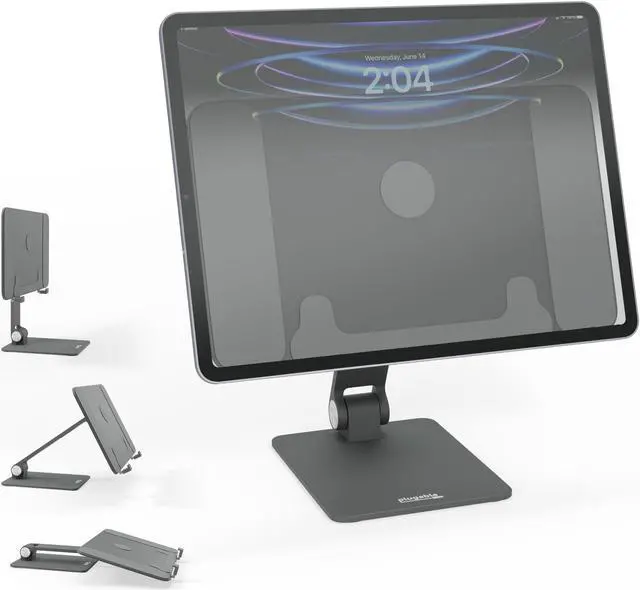 Alt view image 7 of 7 - Plugable Magnetic Tablet Holder for MagSafe iPad Pro 12.9 Stand Portable Foldable 360° Rotating Stand (AMS-STAND13)