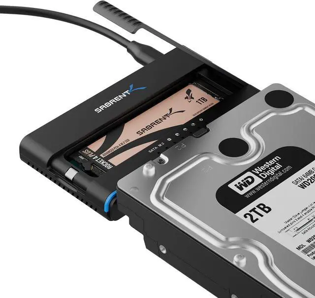 Alt view image 8 of 8 - SABRENT USB 3.2 Type C M.2 PCIe NVMe + 2.5/3.5 Inch SSD & HDD Converter [DS-UCMH]