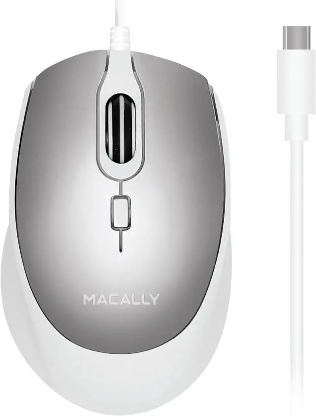 Main image of USB C Mouse for Mac - Precise, Comfortable, and Quiet - Wired Type C Mouse for MacBook Pro Air|iPad|PC|iOS|Android - Plug and Play USBC Apple with Ambidextrous Body and 4 DPI Modes - Silver
