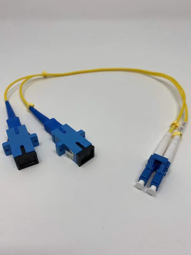 Alt view image 2 of 3 - 1ft Fiber Optic Adapter Cable LC (Male) to SC (Female) Singlemode 9/125 Duplex