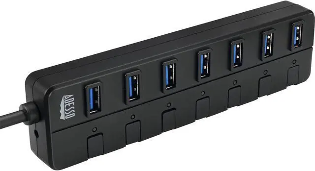 Alt view image 20 of 20 - Adesso AUH-3070P 7-Port USB 3.0 Hub with Individual Power Switch & Power Adapter