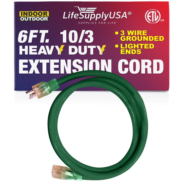 thumbnail interactive-video image 1 of LifeSupplyUSA 6ft Heavy Duty Outdoor Extension Cord – Waterproof, Power Indicator Light, Black, Indoor/Outdoor 1 of 2
