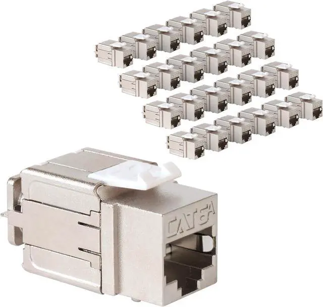 Main image of ICC CAT6A Keystone Jack in FTP - Shielded Modular Jacks for HD Style - RJ45  8P8C - PoE++ Rated  UL Listed Ethernet Connector - Compatible with JackEasy Termination Tool - 25-Pack