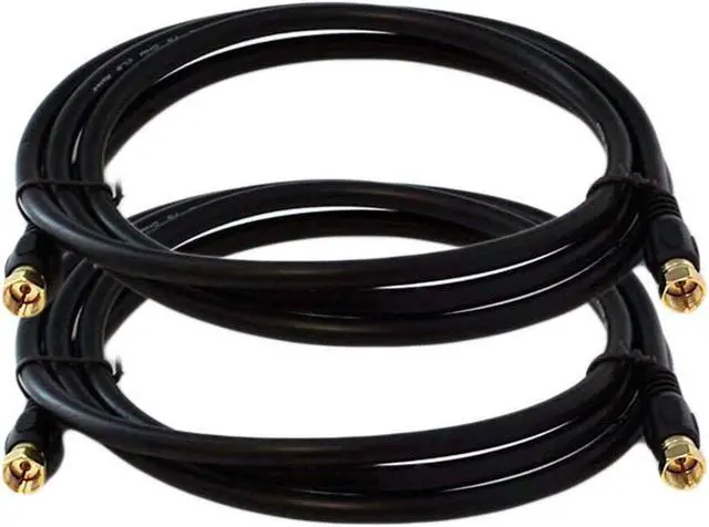 Alt view image 8 of 8 - iMBPrice - (2-Pack) RG6 Coaxial Patch Cable (6 Feet) with F-Type Screw-on Connectors in Black