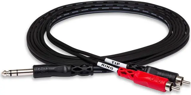Alt view image 7 of 7 - Hosa Technology 13.2' (4M) Stereo 1/4" Male to Two RCA Male Y-Cable #TRS204