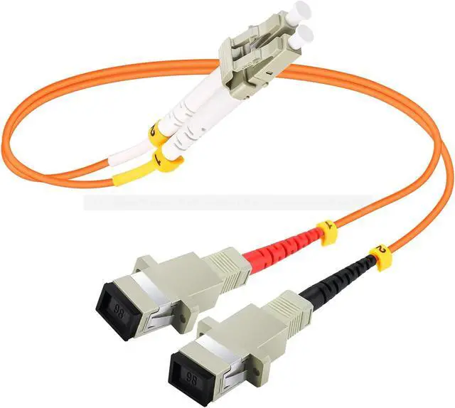 Main image of 1ft Fiber Optic Adapter Cable LC (Male) to SC (Female) Multimode 50/125 Duplex