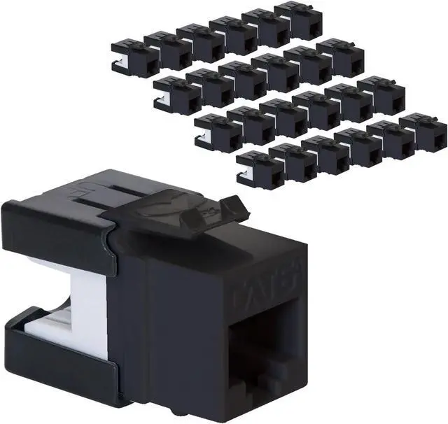 Main image of ICC CAT6A Keystone Jack for HD Style Wallplate or Patch Panel - RJ45 - UL Listed Ethernet Cable Connector - PoE++ Rated - Compatible with JackEasy Termination Tool - Black - 25-Pack