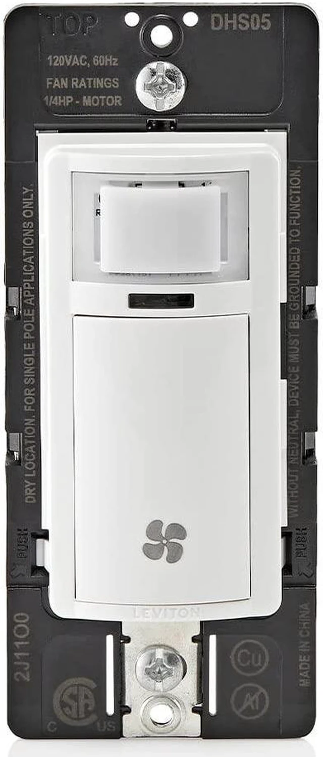 Main image of Humidity Sensor Switch for Bathroom Exhaust Fan, Automate Ventilation, Air Circulation, Moisture Control, ¼ HP, Single Pole, DHS05-1LW, White