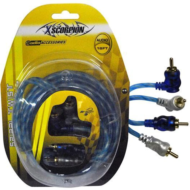 Alt view image 6 of 6 - XSCORPION STP18 RCA CABLE 18' RIGHT ANGLE BLUE/PLATINUM TWISTED