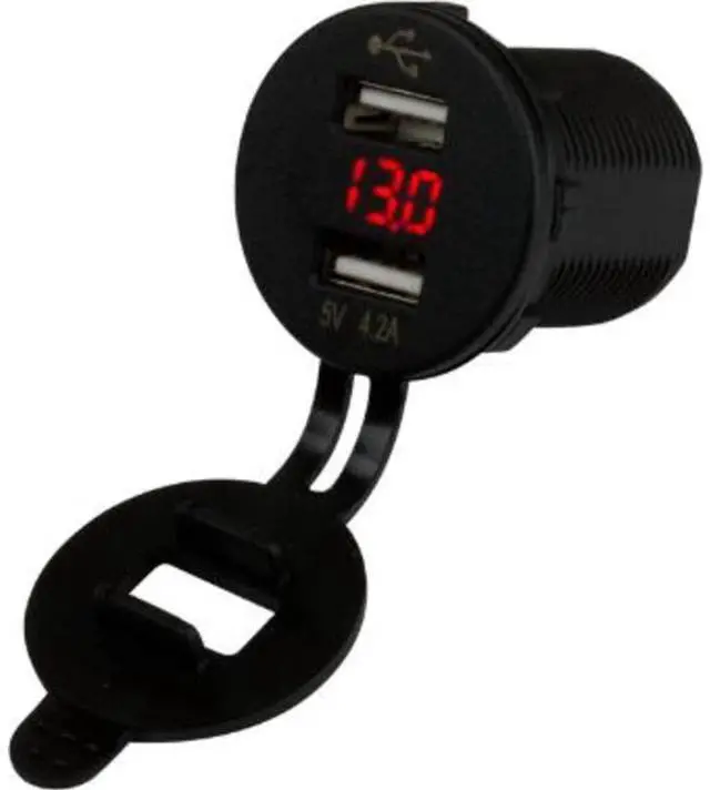 Alt view image 6 of 6 - Sea-Dog Dual USB Socket/Voltmeter w/Hidden Display