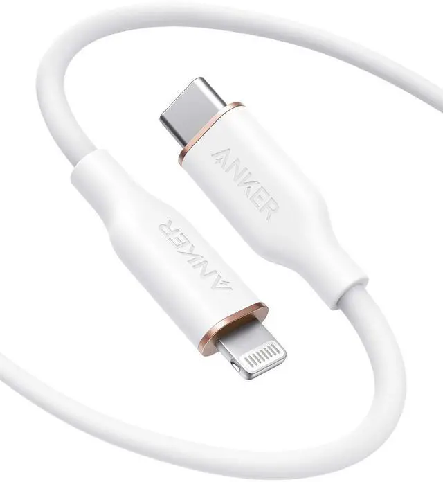 Alt view image 7 of 7 - Anker Powerline III Flow, USB C to Lightning Cable for iPhone 12 Pro Max / 12/11 / XS/X/XR / 8 Plus, AirPods Pro, (6 ft) [MFi Certified] Supports Power Delivery, Silica Gel (Cloud White)