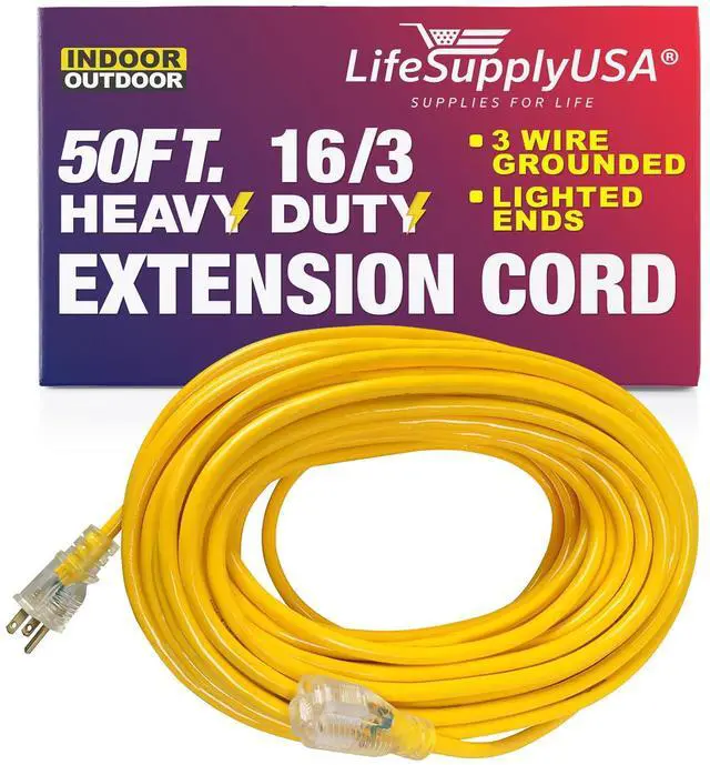 Alt view image 6 of 6 - 16/3 50 ft. SJTW Lighted End Heavy Duty Extension Cord