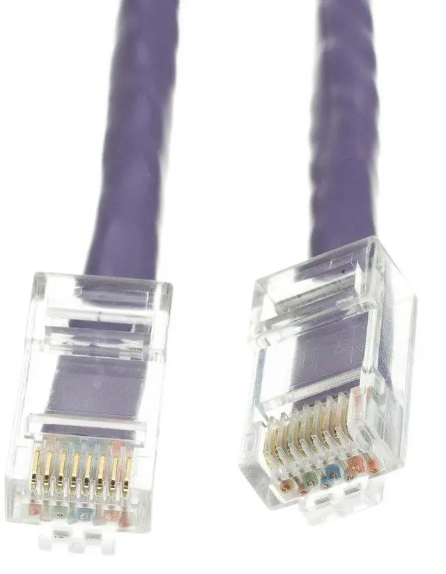 Alt view image 2 of 2 - 50 foot Cat6 Purple Ethernet Patch Cable, Bootless, 24AWG Network Cable with RJ45 Gold Plated Connector, 4 pair Stranded Bare Copper, Unshielded Twisted Pair (UTP) Internet Patch Cable, CableWholesale