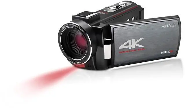 Alt view image 10 of 10 - Minolta MN4K20NV 4K Ultra HD 3" Touchscreen Camcorder with Night Vision