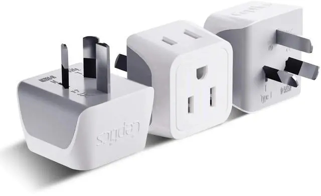 Main image of Australia Power Plug Adapter, 2 in 1 Type I Plug Adapter, US to Australia , China, New Zealand Power Adapter with Dual USA Inputs, CE, RoHS - 3 Pack