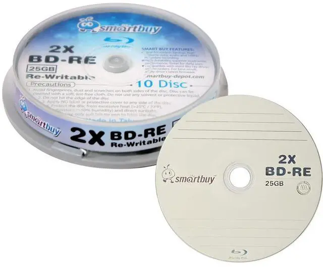 Alt view image 4 of 4 - 10 Pack Smartbuy 2x 25GB Blue Blu-ray BD-RE Rewritable Branded Logo Blank Bluray Disc