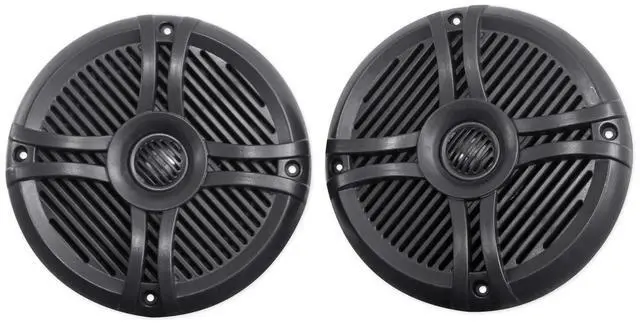 Main image of RMSTS65B 6.5" Black 2-Way Waterproof Marine Boat Speakers, Pair | 800W Peak / 100W RMS Each, Swivel Tweeter, UV Treated, Stainless Steel Terminals, 4 Ohm, 91dB, Includes Speaker Wire