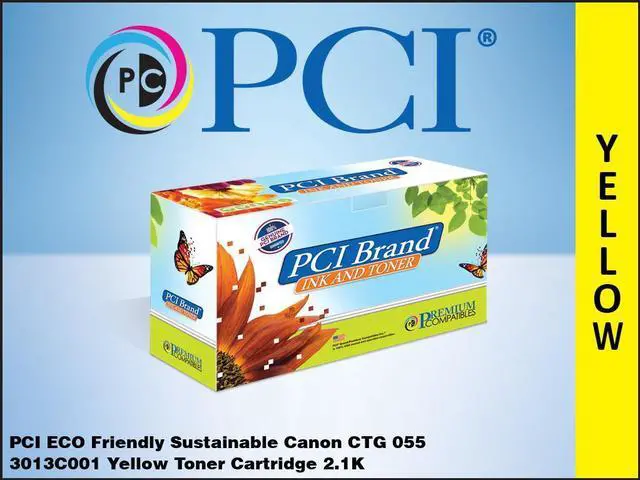 Main image of PCI Brand Canon 3013C001N-PCI ECO-Friendly Sustainable Remanufactured Canon Cartridge 055 3013C001 Yellow Toner Cartridge 2.1K Page Yield