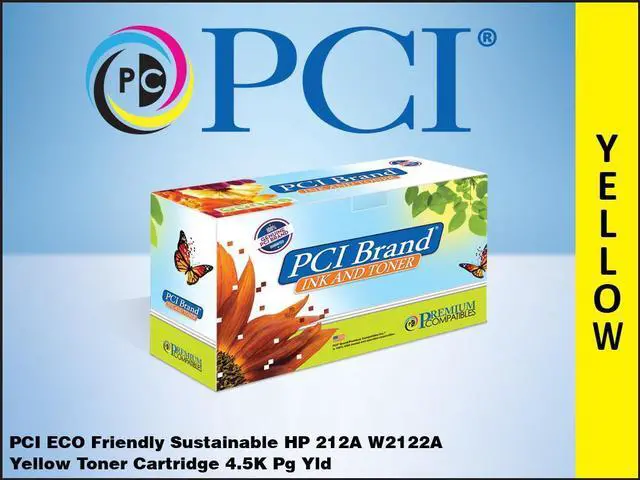 Main image of PCI Brand ECO-Friendly Reman HP 212A W2122A Yellow Toner Cartridge 4.5K Yld for HP Color LaserJet Enterprise Flow MFP M578, M554, M555, M578DN series