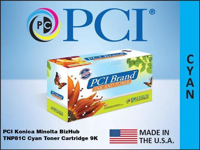 Main image of PCI Brand Konica Minolta TNP81C-PCI New Compatible Replacement For Konica Minolta TNP81C (AAJW430) Cyan Toner Cartridge 9K Yield