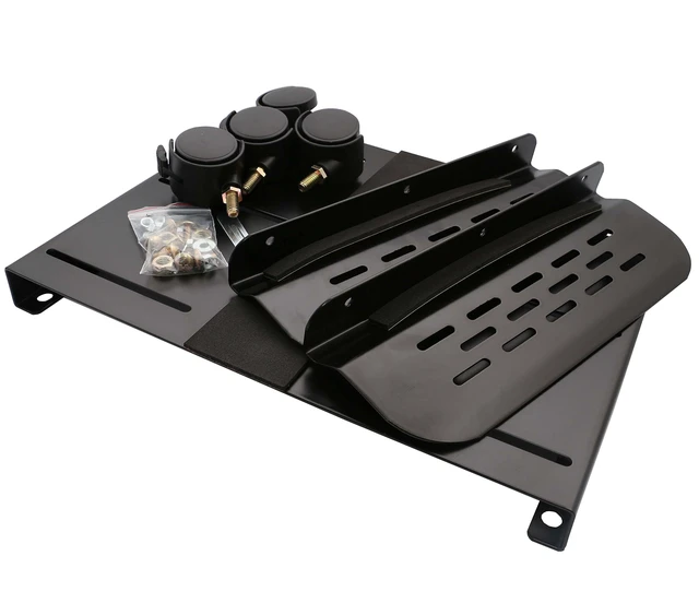 Alt view image 5 of 7 - IO Crest Mobile Desktop Tower Computer Metal Floor Stand Rolling Caster Wheels with Tall Support Walls and Adjustable Width from 5" to 13"