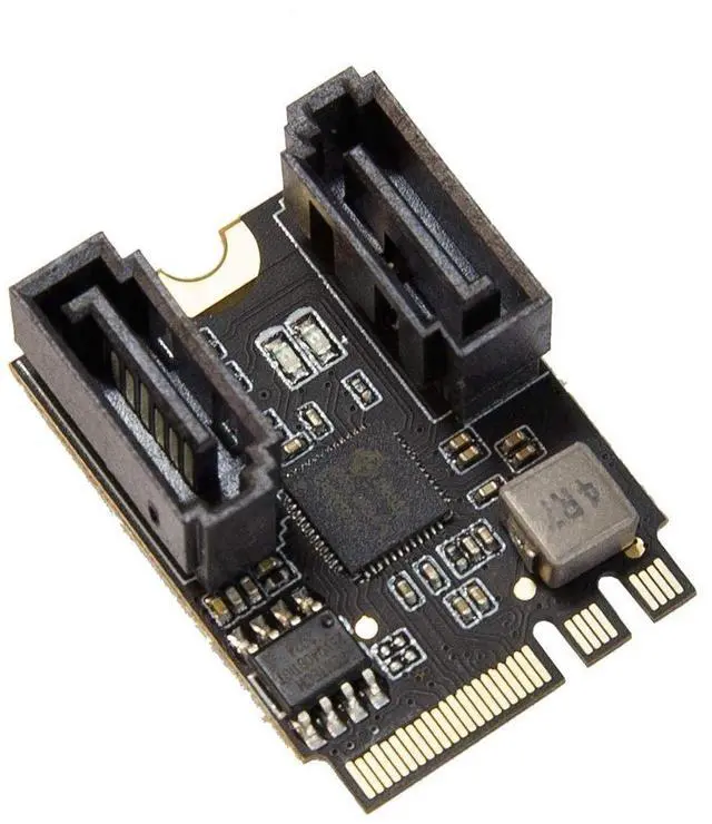 Alt view image 9 of 9 - 2 Ports NON-RAID SATA III 6gb/s to M.2 A+E Key 22x30 mm Jmicron JMB582