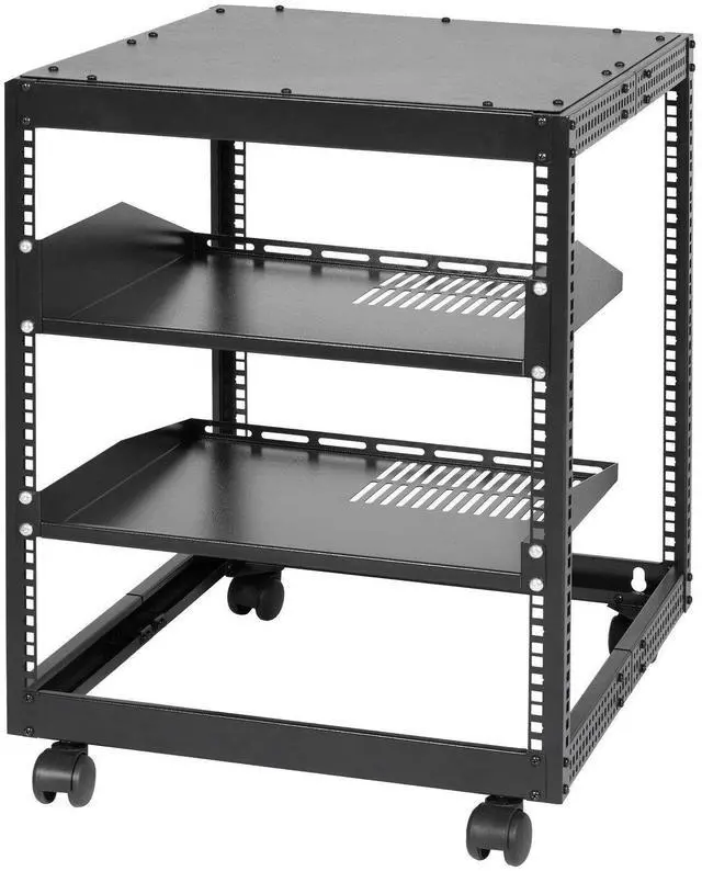 Alt view image 8 of 8 - VEVOR 12U Open Frame Server Rack, 15''-40'' Adjustable Depth, Free Standing or Wall Mount Network Server Rack, 4 Post AV Rack with Casters, Holds All Your Networking IT Equipment AV Gear Router Modem