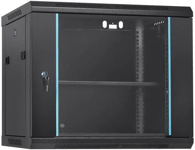 Alt view image 2 of 10 - VEVOR 9U Wall Mount Network Server Cabinet, 15.5'' Deep, Server Rack Cabinet Enclosure, 200 lbs Max. Ground-mounted Load Capacity, with Locking Glass Door Side Panels, for IT Equipment, A/V Devices
