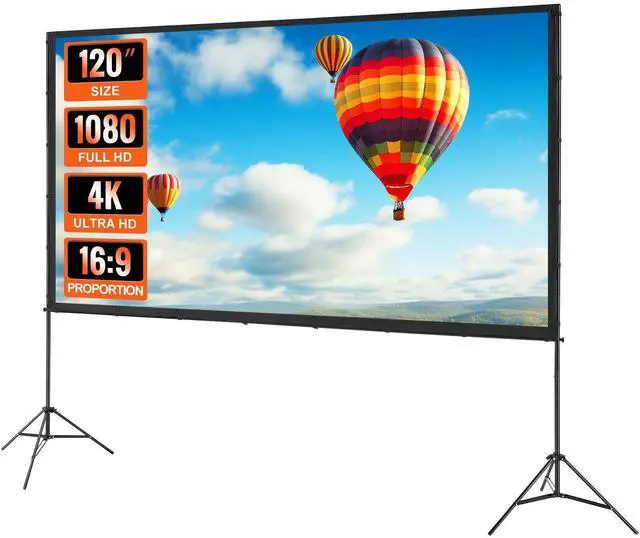 Alt view image 2 of 10 - VEVOR Projector Screen with Stand, 120 inch 16:9 4K 1080 HD Outdoor Movie Screen with Stand, Wrinkle-Free Projection Screen with Tripods and Carry Bag, for Home Theater Cinema Backyard Movie Night