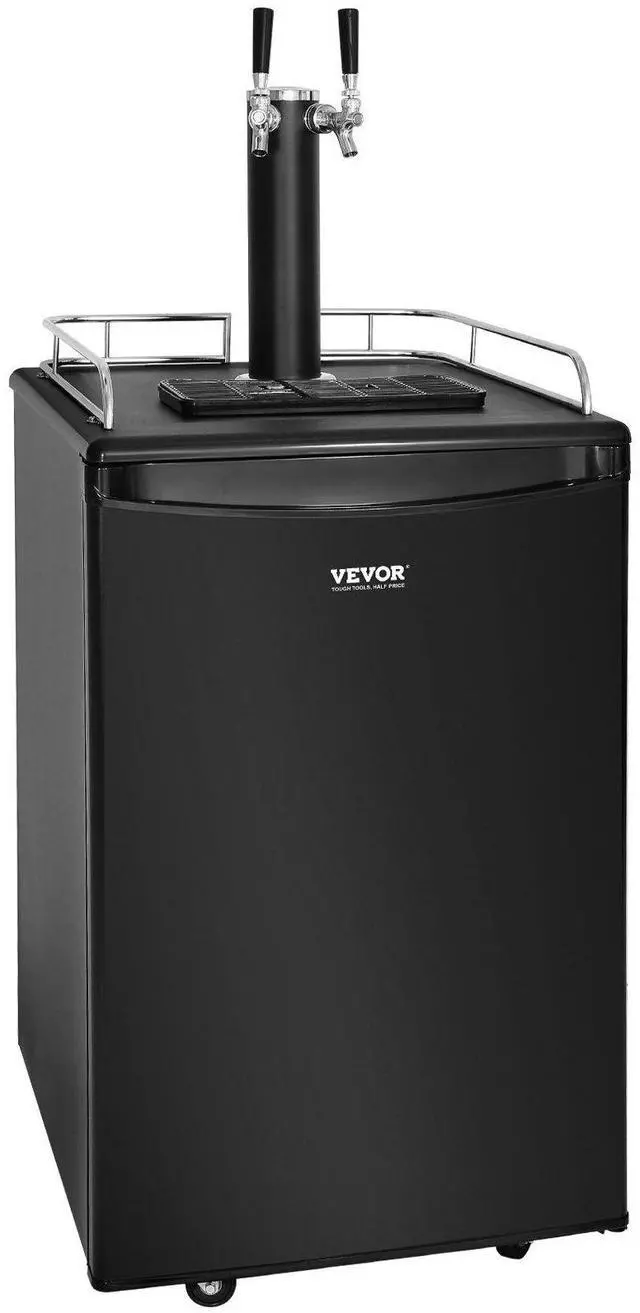 Alt view image 4 of 4 - VEVOR Beer Kegerator, Dual Tap Draft Beer Dispenser, Full Size Keg Refrigerator With Shelves, CO2 Cylinder, Drip Tray & Rail, 32F- 50F Temperature Control, Holds 1/6, 1/4, 1/2 Barrels, Black