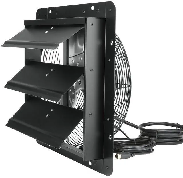 Alt view image 3 of 9 - VEVOR Shutter Exhaust Fan, 14'' with Temperature Humidity Controller, EC-motor, 1513 CFM, 10-Speed Adjustable Wall Mount Attic Fan, Ventilation and Cooling for Greenhouses, Garages, Sheds, ETL Listed