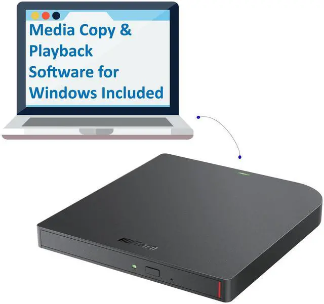 Alt view image 9 of 10 - Buffalo MediaStation Portable Blu-ray Writer External TAA Compliant BRXLPUS6U3B