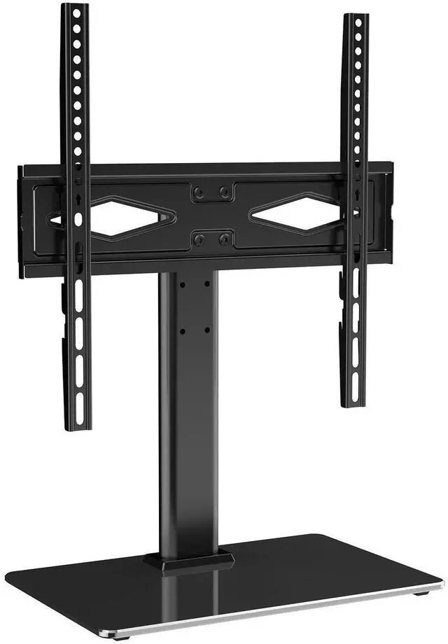 Alt view image 2 of 5 - VEVOR TV Stand Mount, Swivel Universal TV Stand for 32 to 55 inch TVs, Height Adjustable Portable Floor TV Stand with Tempered Glass Base for Bedroom, Living Room